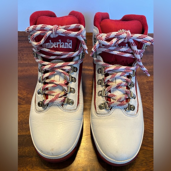 TIMBERLAND Euro Hiker Mid Leather Hiking Boot, 90s Vintage Red/White, Size 9 Y2K - Picture 11 of 13
